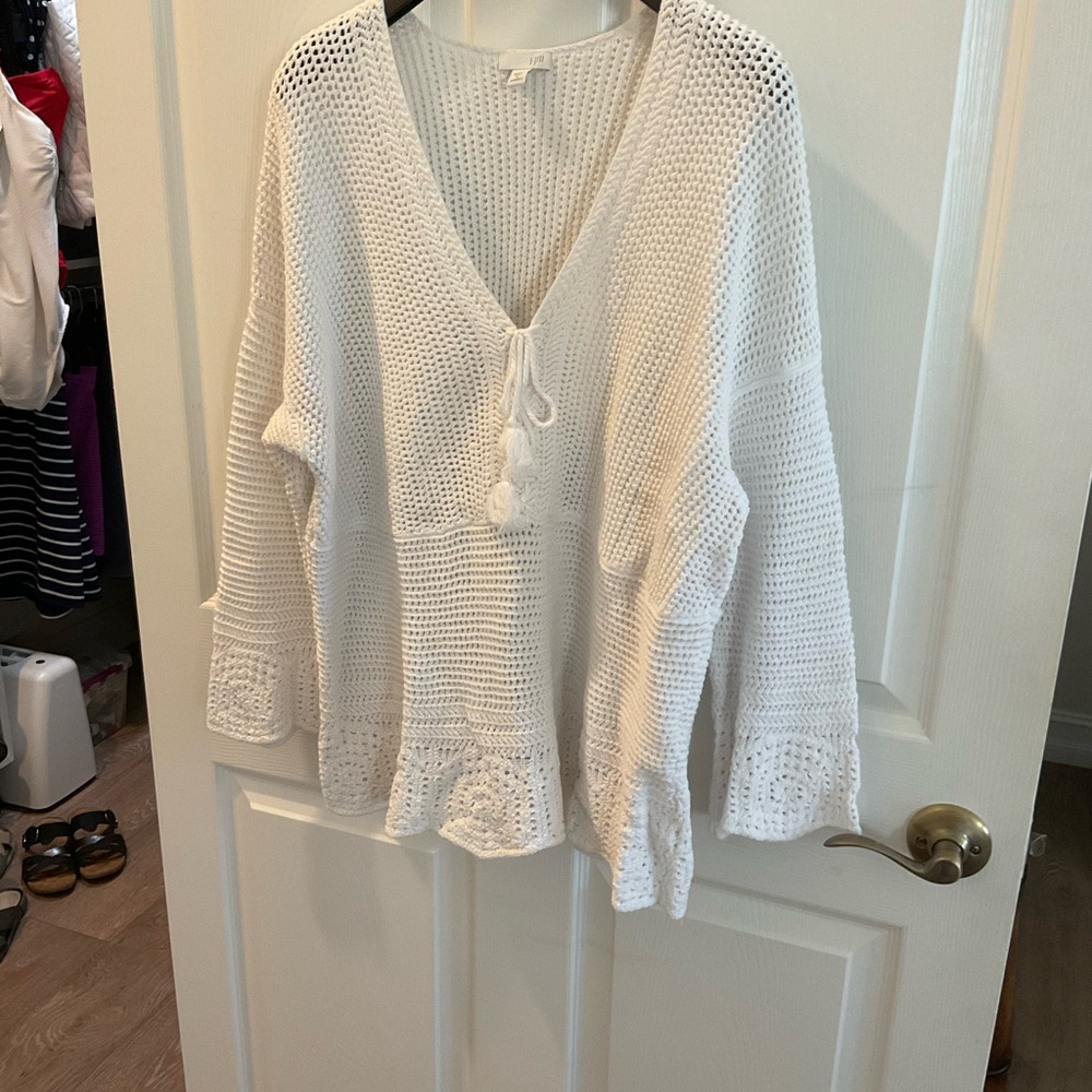 J. Jill Cream Textured Knit Top